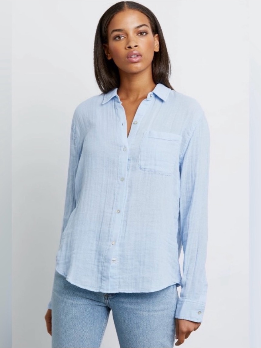 Rails Ellis Light Blue Cotton Gauze Button Down Shirt Size L Great Condition